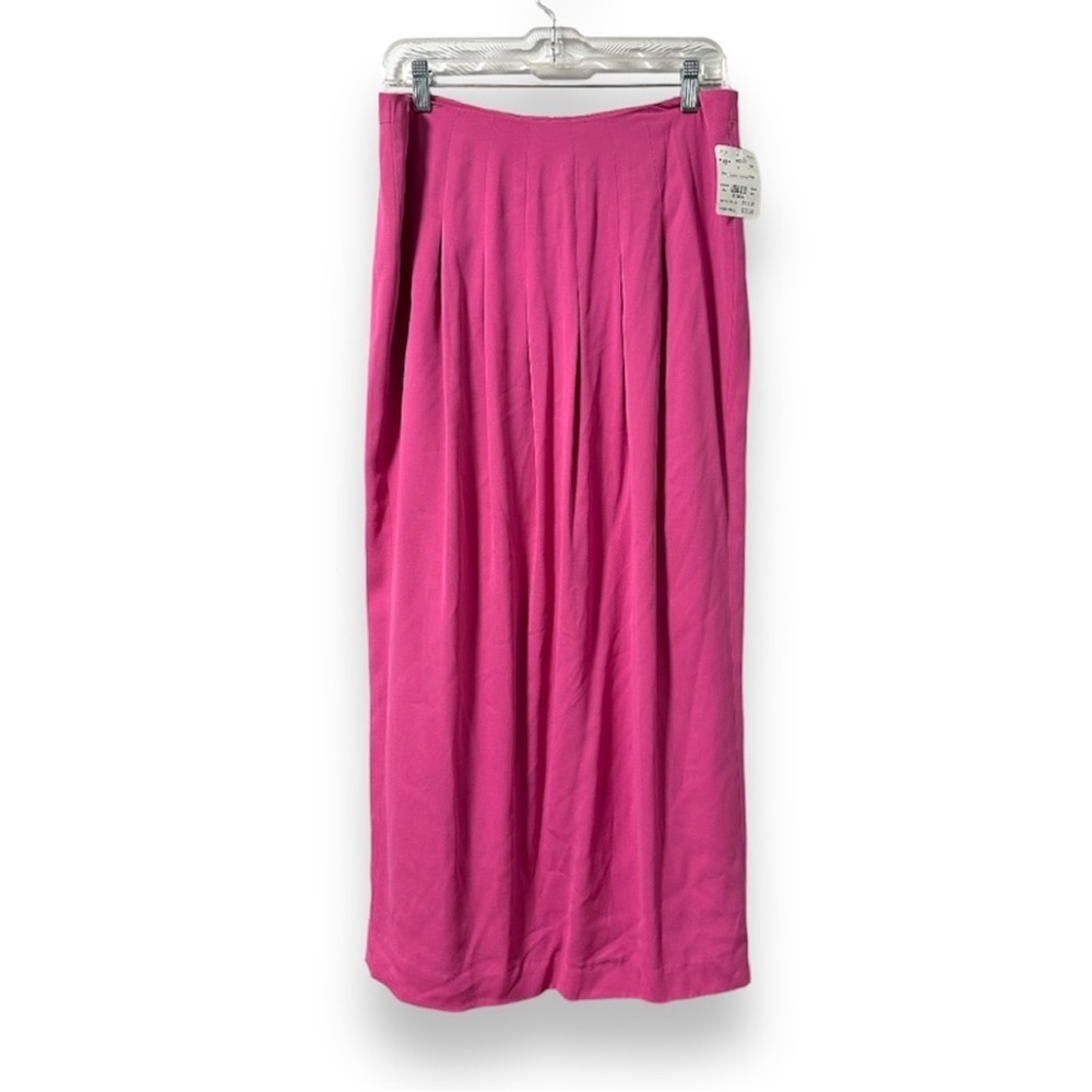NWT Vintage Doncaster Pink Silk Maxi Skirt Women’s Size 10 Garden Retro Office